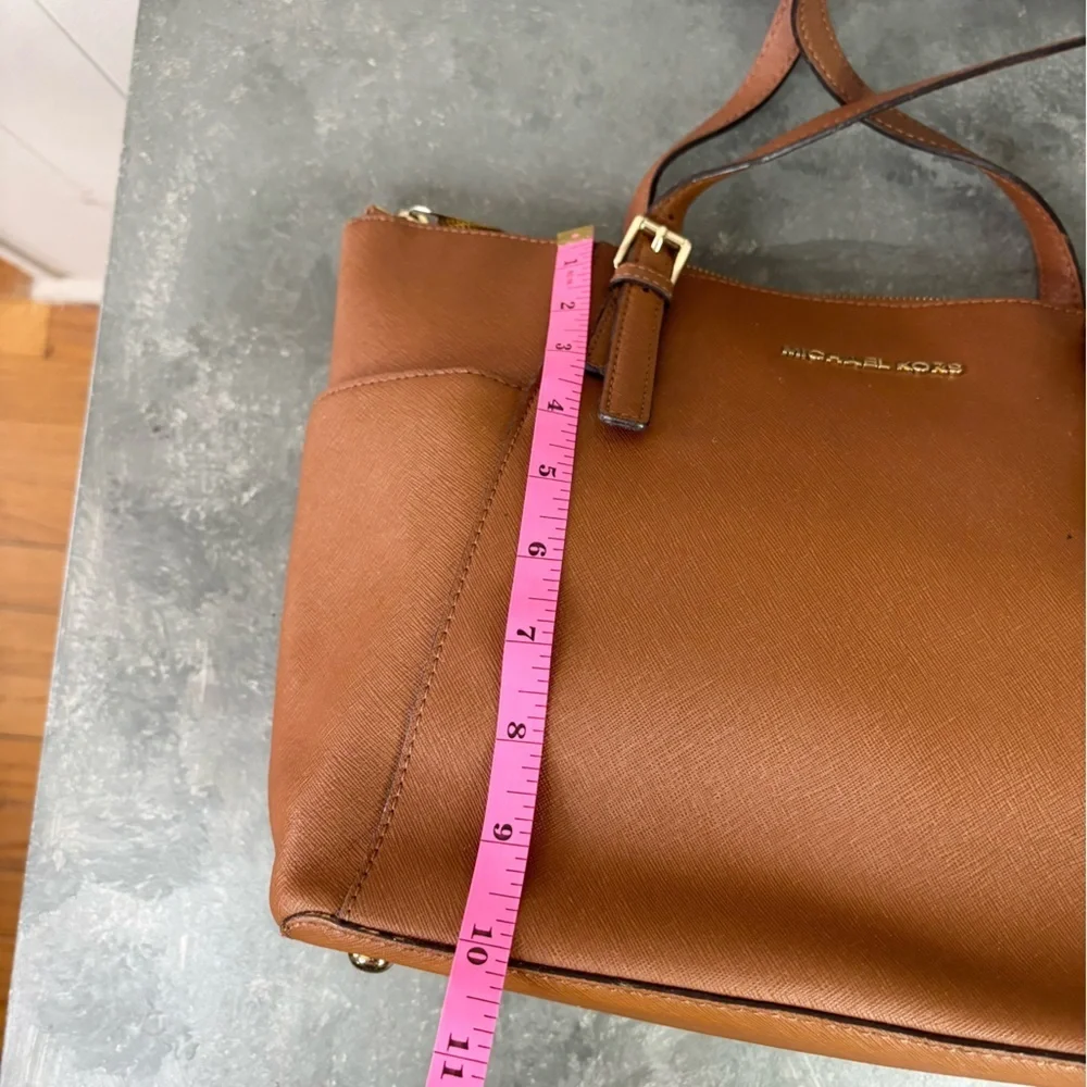 Michael Kors brown Saffiano leather Jet Set Top-Zip Tote bag